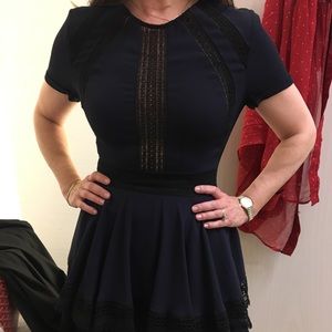 Maje Navy and Black dress with Lace Insert